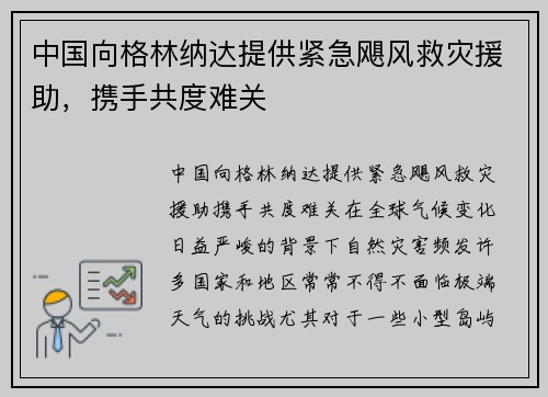 中国向格林纳达提供紧急飓风救灾援助，携手共度难关